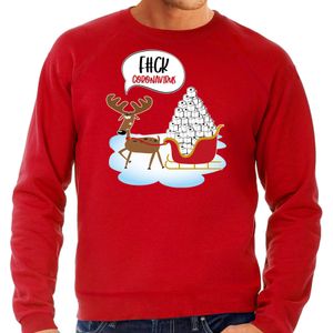 Rode Kerstsweater / Kerstkleding F#ck coronavirus voor heren