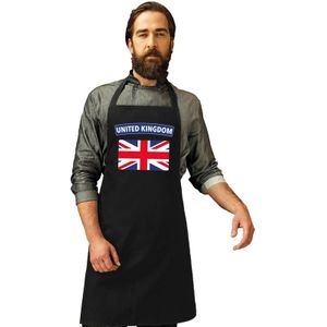 Engelse vlag keukenschort/ barbecueschort zwart heren en dames