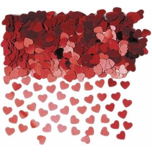 Rode glimmende hartjes confetti 10 zakjes