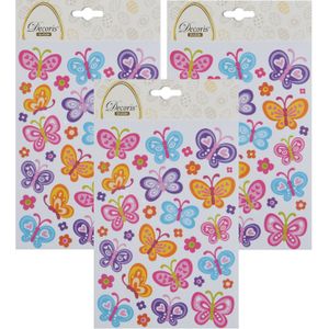 Stickers voorjaar en Pasen - 3x - vlinders - 1 vel - 15 x 21 cm - Paas knutselen