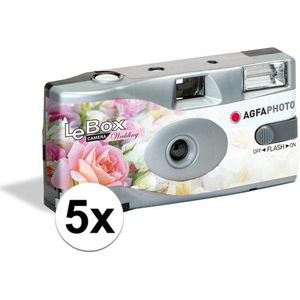 5x Wegwerp cameras/fototoestelen met flits voor 27 kleurenfotos voor bruiloft/huwelijk