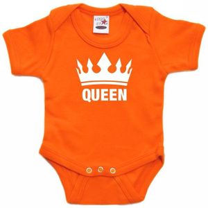 Oranje rompertje met kroon Queen voor babies