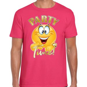 Bellatio Decorations Foute party t-shirt voor heren - Party Time - roze - carnaval/themafeest