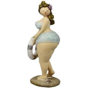 Beeld dikke dame/vrouw met zwemband 20 cm - Home deco binnen