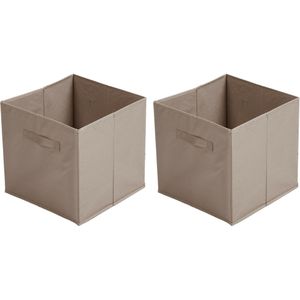 Urban Living Opbergmand/kastmand Square Box - 4x - karton/kunststof - 29 liter - beige - 31 x 31 x 31 cm