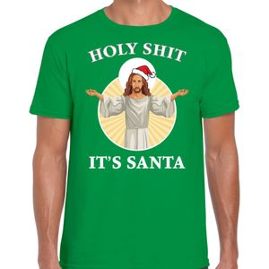 Groen Kerst shirt / Kerstkleding Holy shit its Santa voor heren