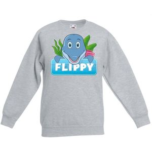 Dolfijnen dieren sweater grijs voor kinderen