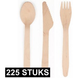 Houten bestek set  225 delig