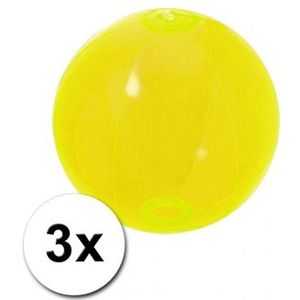3 neon gele strandballen 30 cm