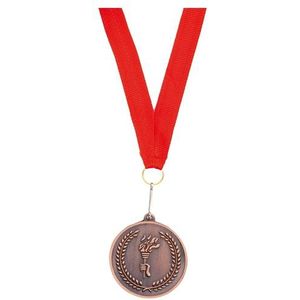 Medaille brons derde prijs aan rood lint