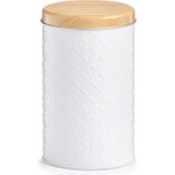 Zeller - Keuken voorraadpotten 2x - wit/bamboe - Inhoud 1000/2000 ml