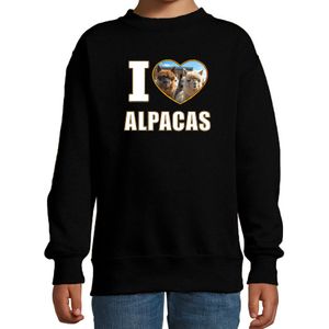 I love alpacas foto sweater zwart voor kinderen - cadeau trui alpacas liefhebber