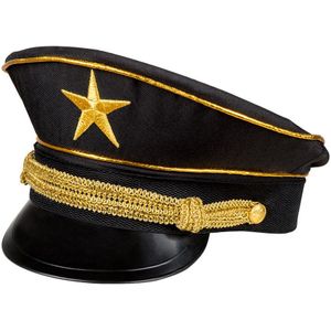 Boland Carnaval verkleed Generaal officier hoed - zwart/goud - volwassenen - Militairen/leger thema