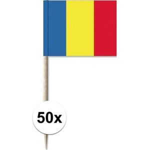 50x Cocktailprikkers RoemeniÃÂ« 8 cm vlaggetje landen decoratie