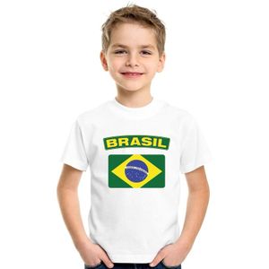 T-shirt Braziliaanse vlag wit kinderen