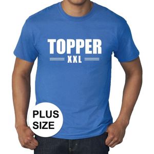 Blauw t-shirt in grote maat heren met tekst topper XXL