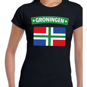 Groningen vlag t-shirt zwart voor dames