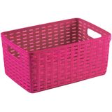 Plasticforte Opbergmand - Kastmand - rotan kunststof - fuchsia roze - 12 Liter - 30 x 37 x 13 cm