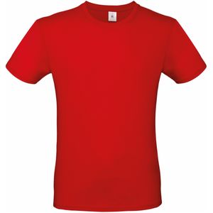 Basic grote maten heren shirt met ronde hals rood van katoen