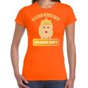 Oranje verkleed t-shirt Koningsdag - kiss my orange butt - Maxima