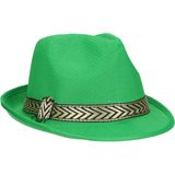 Fiestas Guirca Carnaval verkleed Trilby/gangster hoedje - groen - polyester - heren/dames