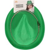 Fiestas Guirca Carnaval verkleed Trilby/gangster hoedje - groen - polyester - heren/dames