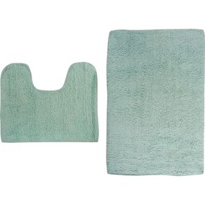 MSV Badkamerkleedje/badmatten set - voor op de vloer - mintgroen - 45 x 70 cm/45 x 35 cm