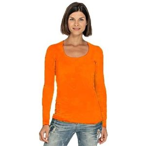 Oranje longsleeve shirt met ronde hals voor dames