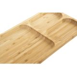 Bamboe houten 3-vaks serveerplank/serveerbord 39 x 16 x 2 cm - Serveerbladen/serveerplank/serveerbord met vakjes