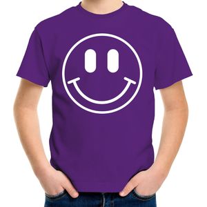 Bellatio Decorations Verkleed shirt jongens - smiley - paars - carnaval - feestkleding voor kinderen