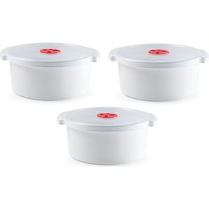 Set van 3x stuks magnetron voedsel opwarm container/schaal van 3 liter 25 x 23 x 10 cm