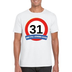31 jaar verkeersbord t-shirt wit heren