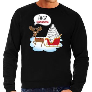 Zwarte Kerstsweater / Kerstkleding F#ck coronavirus voor heren