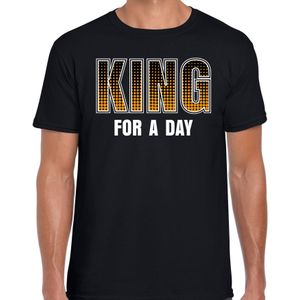 Zwart Koningsdag King for a day festival shirt voor heren