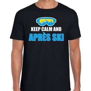Apres-ski t-shirt wintersport Keep calm zwart voor heren