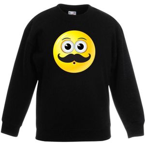 Emoticon snor sweater zwart kinderen
