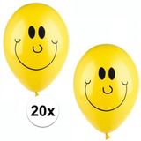 Gele smiley ballonnen 20 stuks