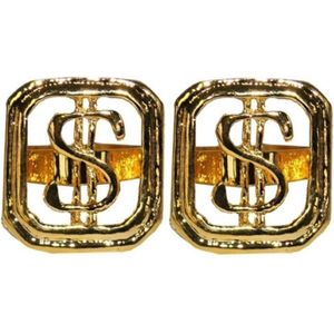 2x stuks carnaval/verkleed spullen - Gouden dollar ring verstelbaar