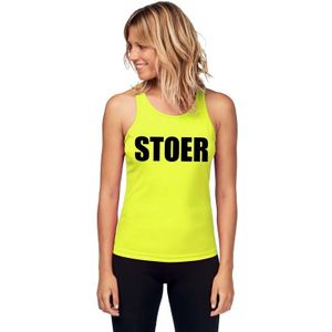 Sport shirt met tekst Stoer neon geel dames