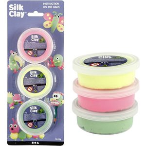 3x Knutselset neon klei Silk Clay 14 gram