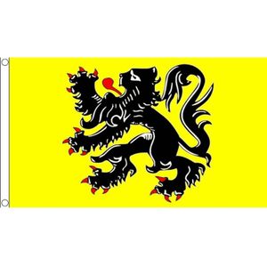 Vlaamse gemeenschap vlag 90 x 150 cm met zwarte leeuw