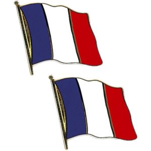 Set van 2x stuks vlag speldjes Frankrijk