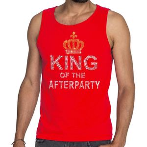 Toppers Rood King of the afterparty glitter steentjes tanktop heren