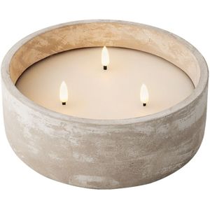 Lumineo LED kaars - 3 LED vlammetjes - beton grijs - 20 x 8 cm -buiten