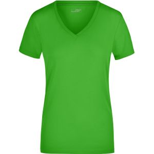 Lime dames stretch t-shirt met V-hals S