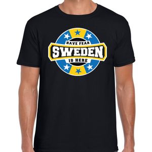 Have fear Sweden / Zweden is here supporter shirt / kleding met sterren embleem zwart voor heren