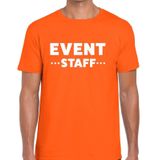 Personeel t-shirt oranje met event staff bedrukking voor heren