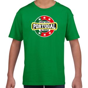 Have fear Portugal is here supporter shirt / kleding met sterren embleem groen voor kids