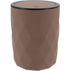 Tendance Badkamer prullenbak Diamond - bruin - kunststof - 8 x 34 cm
