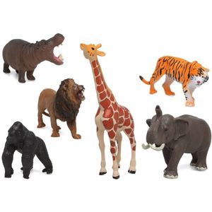 Speelgoed safari jungle dieren figuren 5x stuks variabele afmetingen 17 x 8 cm tot 6 x 7 cm